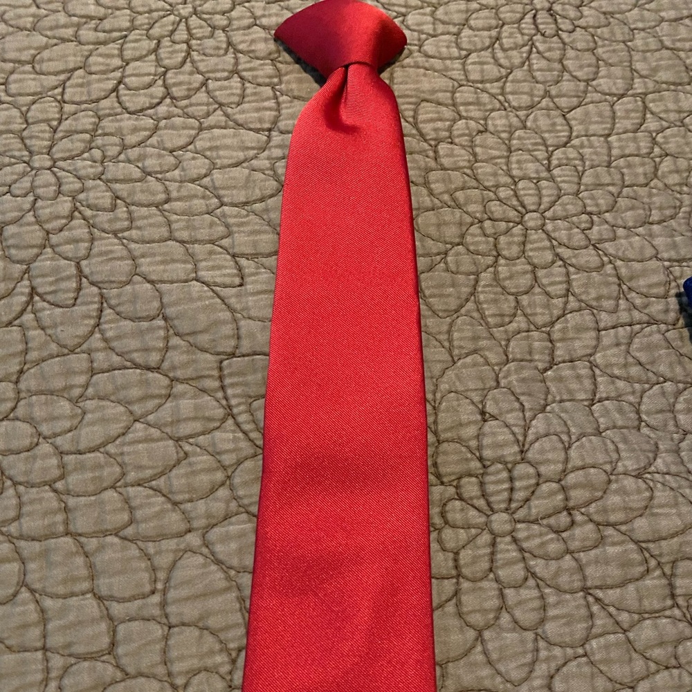 Boys red tie, clip on. chaps brand